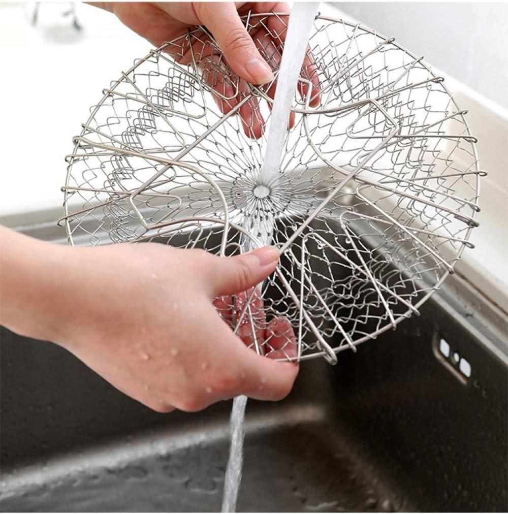 Multifunctional Frying Pan Basket Stainless Steel Folding Strainer