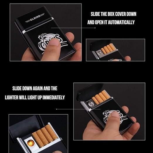 Stylish 2 in 1 USB Rechargeable Cigarette Case with Lighter