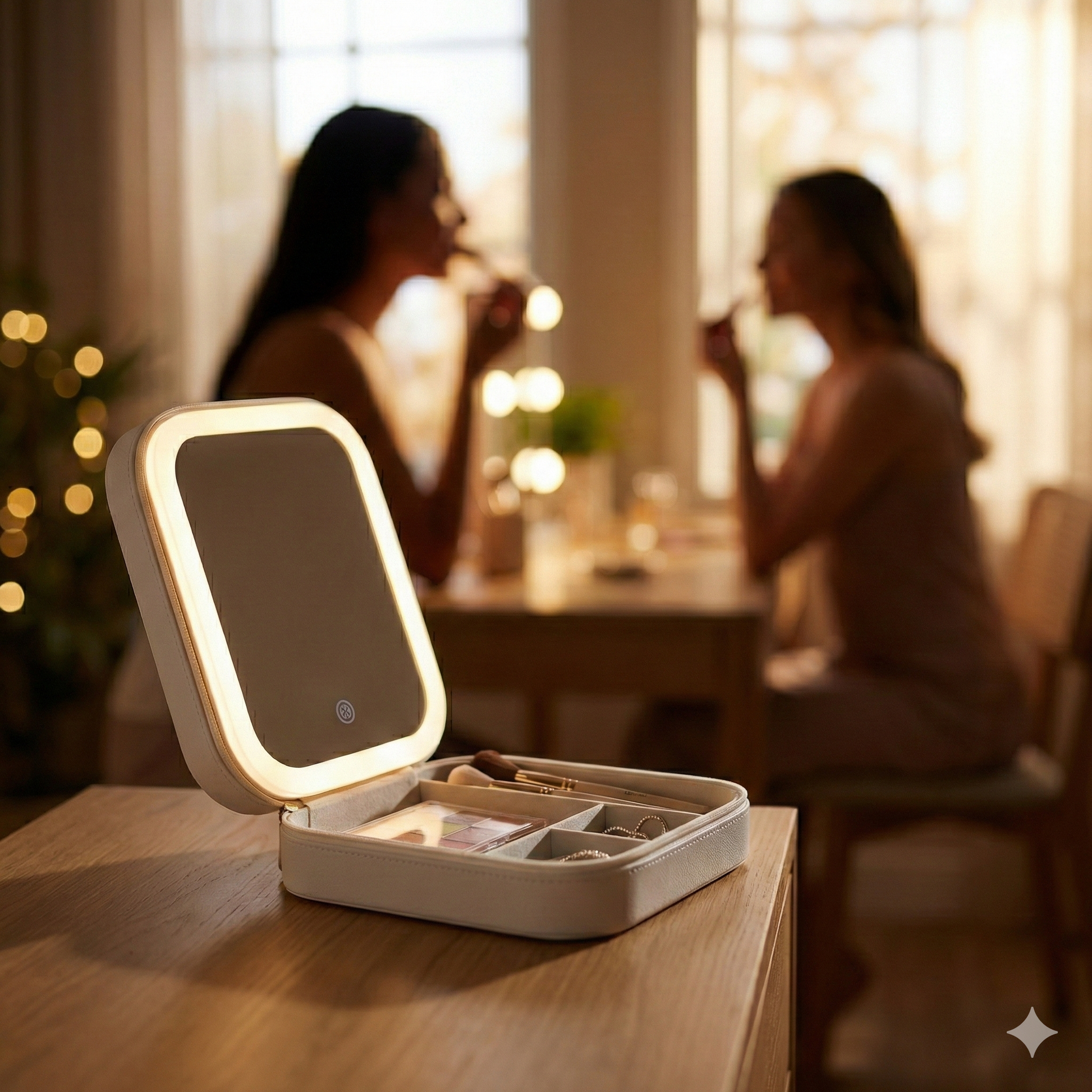 White Jewelry Box with LED Mirror