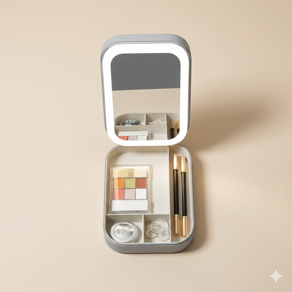 White Jewelry Box with LED Mirror