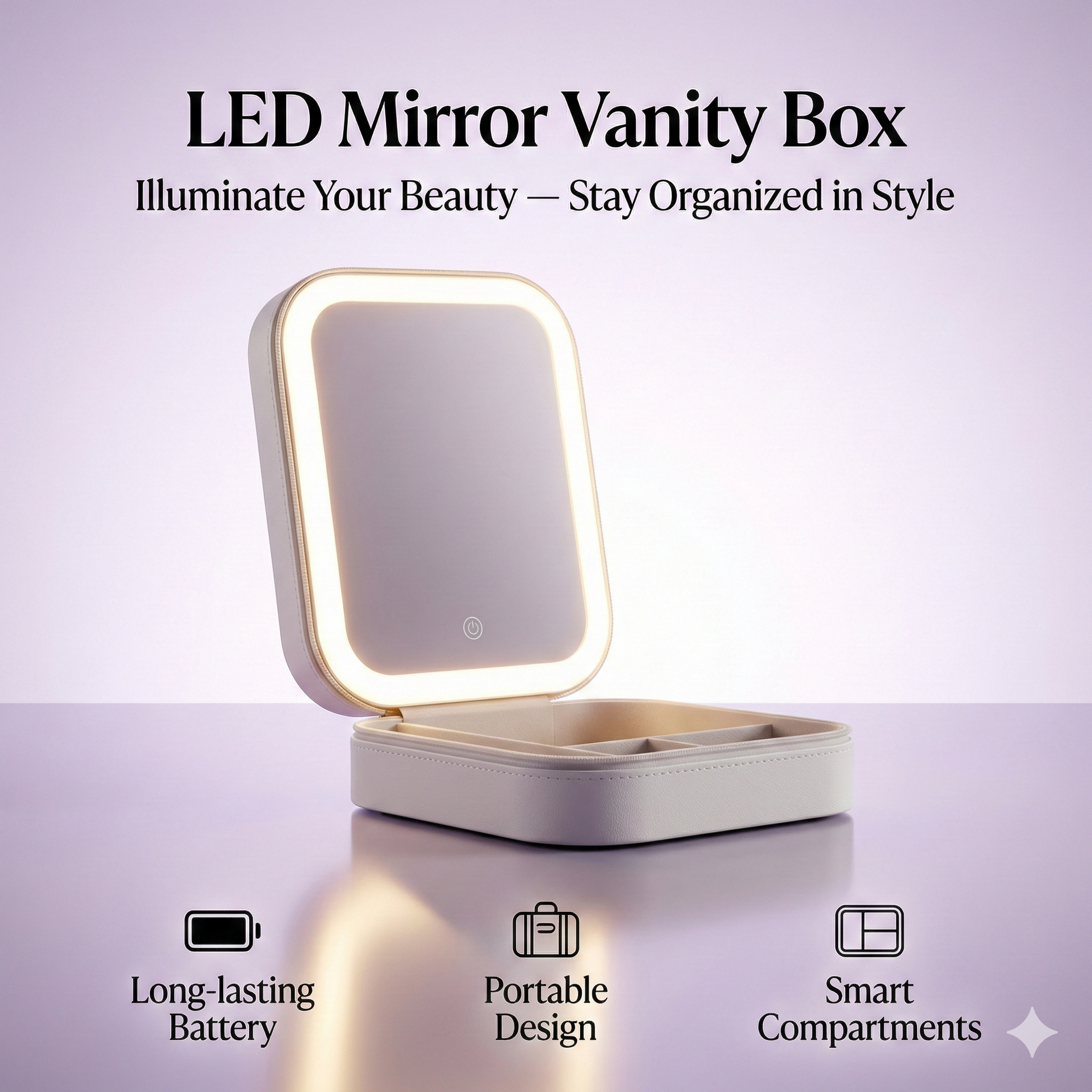 White Jewelry Box with LED Mirror